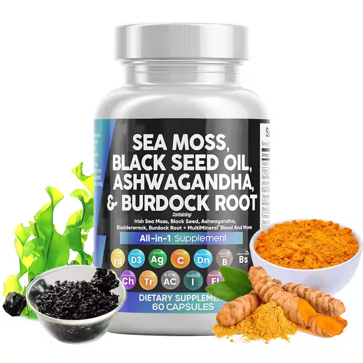 Συμπλήρωμα Black Seed Oil And Ashwagandha Sea Moss Capsules